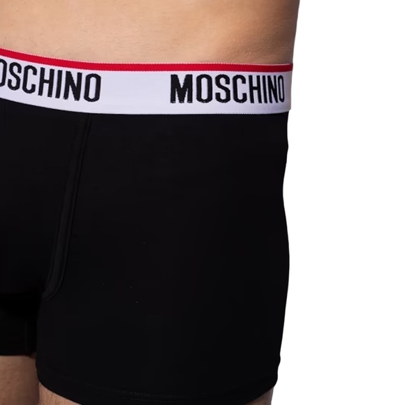 MOSCHINO Trunks Designer Underwear Briefs Statement boxers Black 3-Pack NIP - Picture 3 of 8
